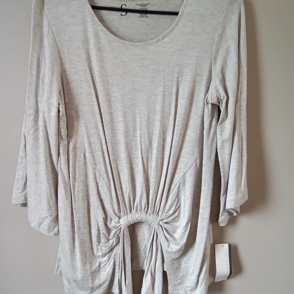 Signature Studio Light Gray Gathered Tunic